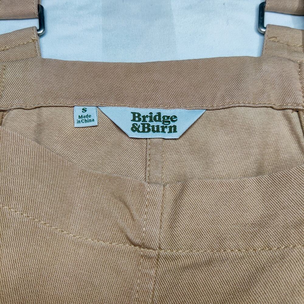 Bridge & Burn Khaki Tan Wide Leg Overall Bibs Cropped Culottes Jumpsuit Small - Picture 6 of 12
